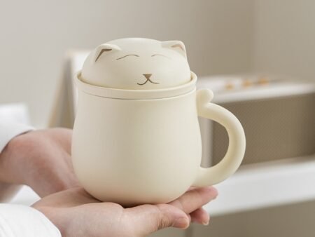 Ceramic Tea Infuser Cup With Separate Tea And Water Compartments